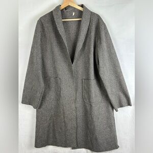 Open Front Overcoat Grey‎ Brown Women's XL Longline Fall Autumn Minimal
